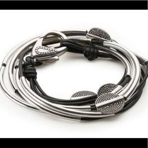 Lizzy Disc Natural Black Wrap Bracelet & Necklace By Lizzy James Sz. L